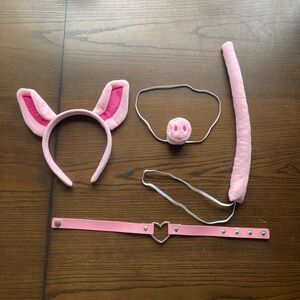 Pig Costume Accessories - Pig Ears, Pig Nose, Pig Tail, and Pink Heart Choker